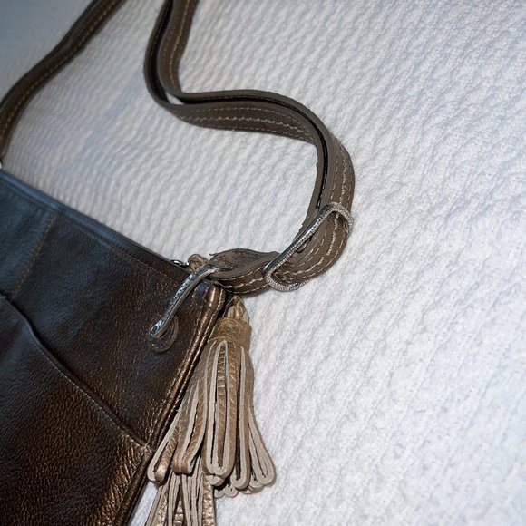 BRIGHTON PEWTER HAND CROCHETED SHOULDER BAG - Picture 12 of 16